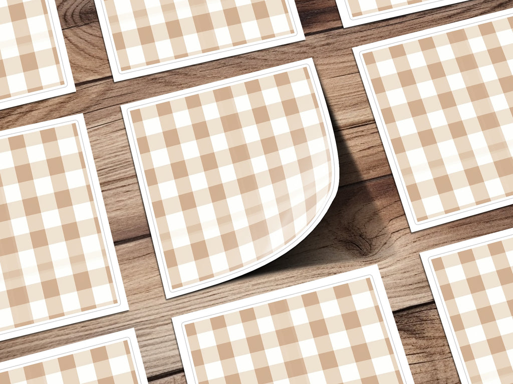 Beige and White Checkered Pattern Sticker Sheet