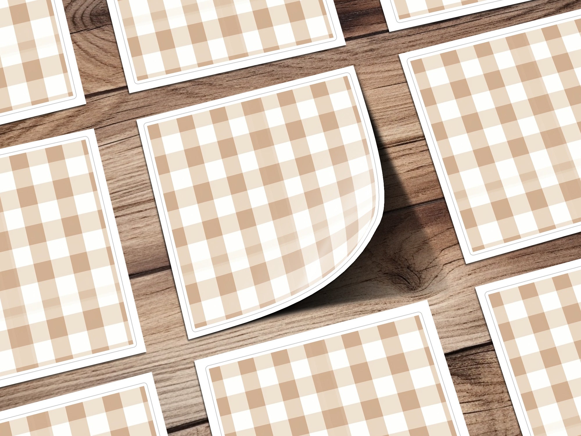 Beige and White Checkered Pattern Sticker Sheet