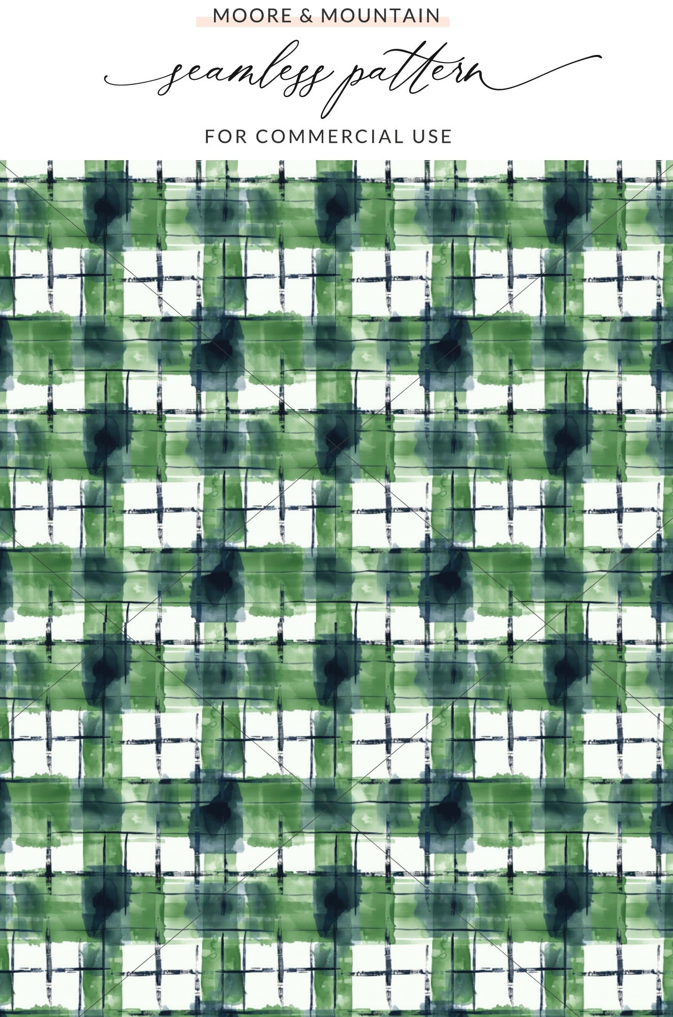 Green and Blue Plaid Seamless Pattern for Commercial Use