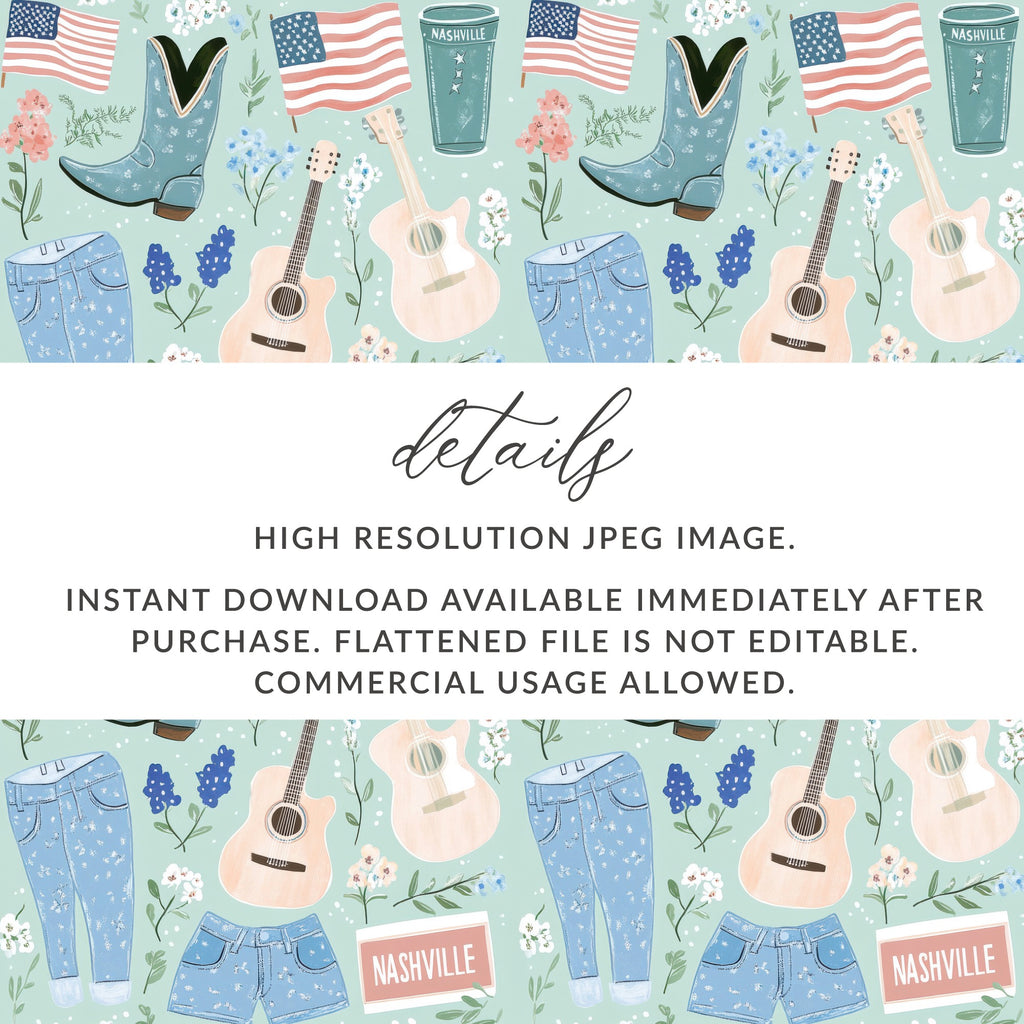 Nashville Themed Graphic Design Downloadable Art Print