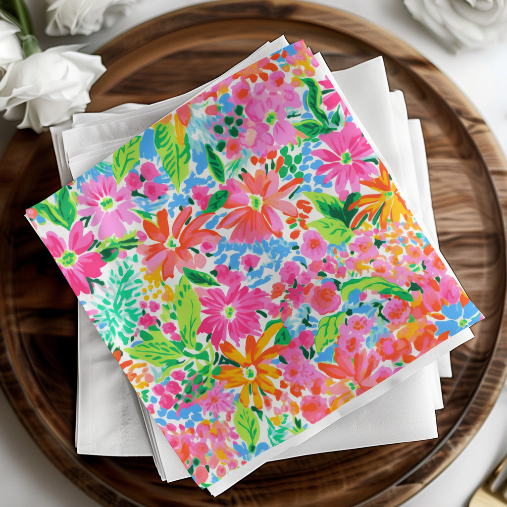 Bright Floral Design Colorful Decorative Napkins