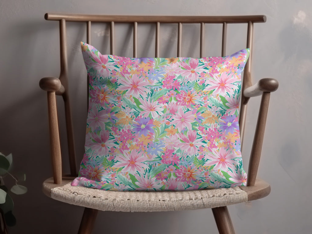 Colorful Floral Pattern Decorative Throw Pillow