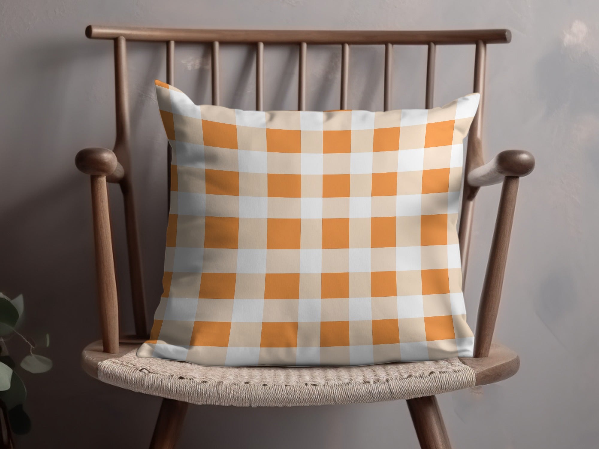 Bright Gingham Patterned Square Decorative Pillow