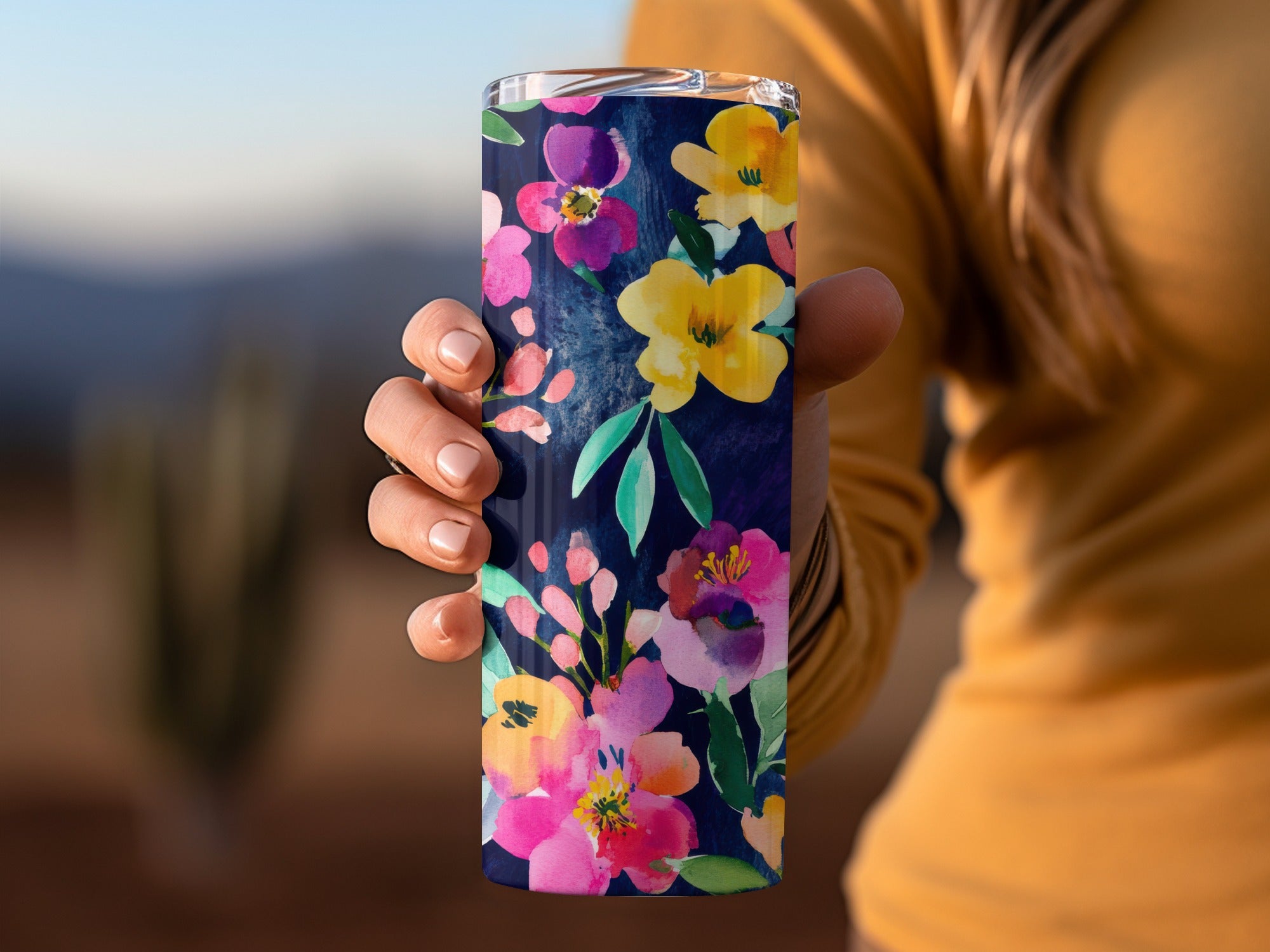 Vibrant Floral Pattern Insulated Tumbler Cup