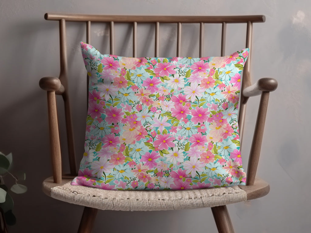 Vibrant Floral Decorative Throw Pillow for Home Decor