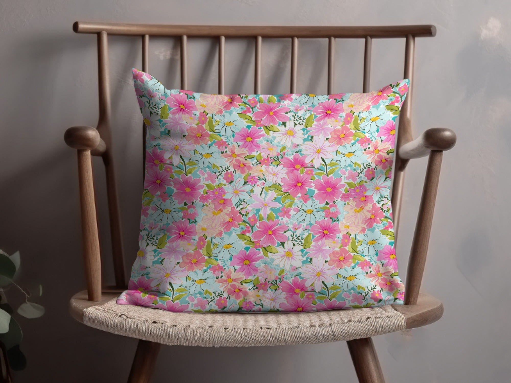 Vibrant Floral Decorative Throw Pillow for Home Decor