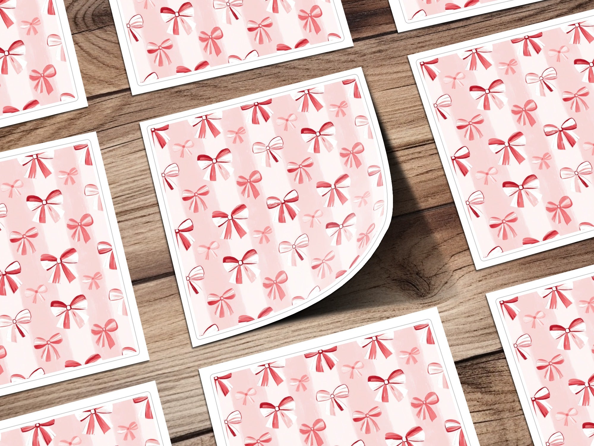 Pink and Red Decorative Bows Patterned Paper Sheets