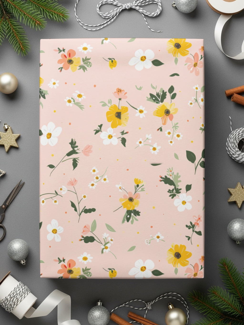 Elegant Floral Pink Gift Wrapping Paper Sheet