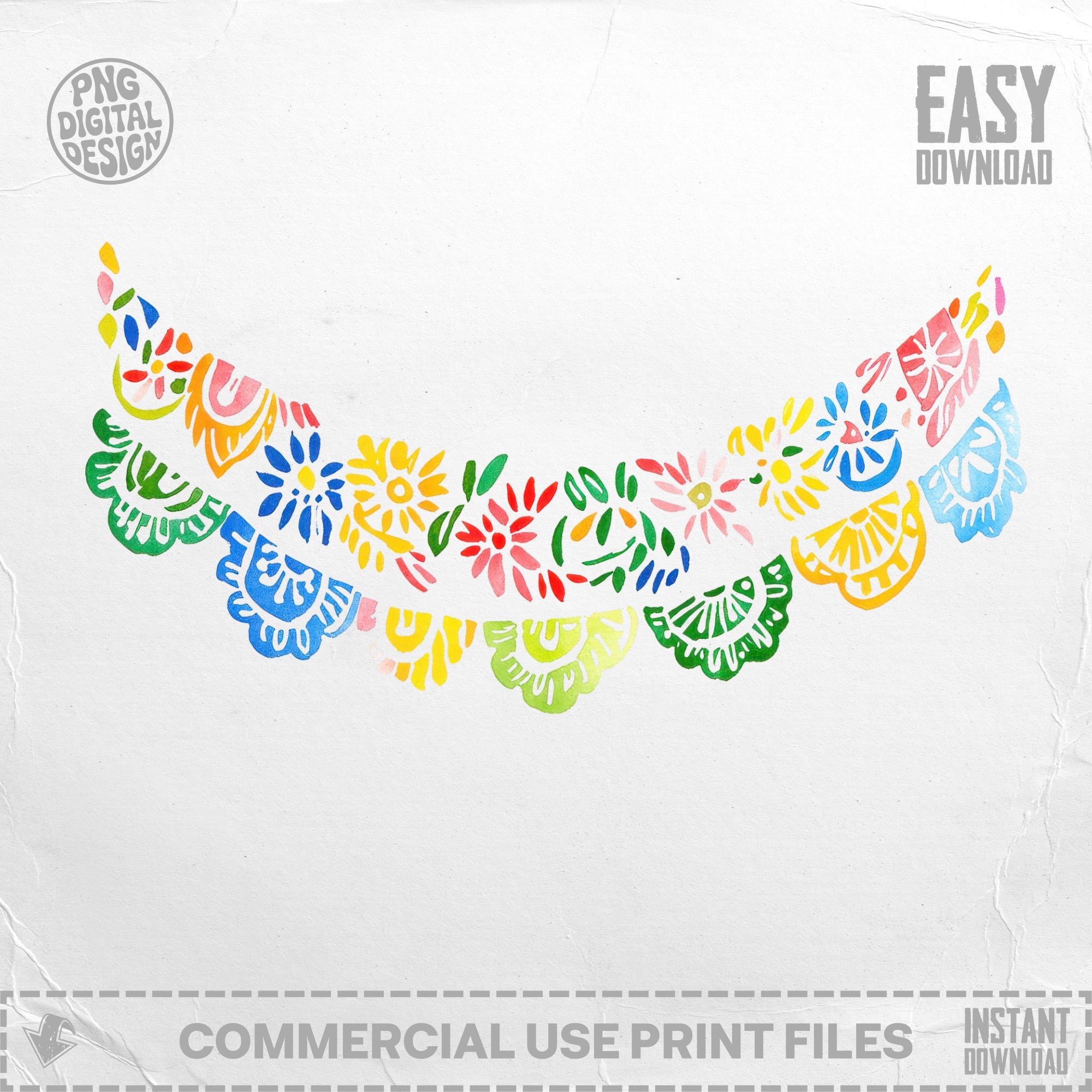 Colorful floral garland banner with "EASY DOWNLOAD" text.