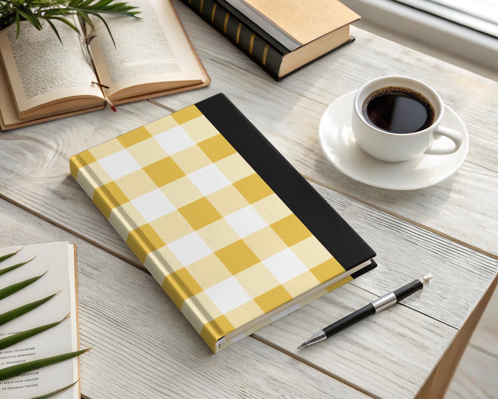 Yellow Plaid Hardcover Notebook for Daily Journaling