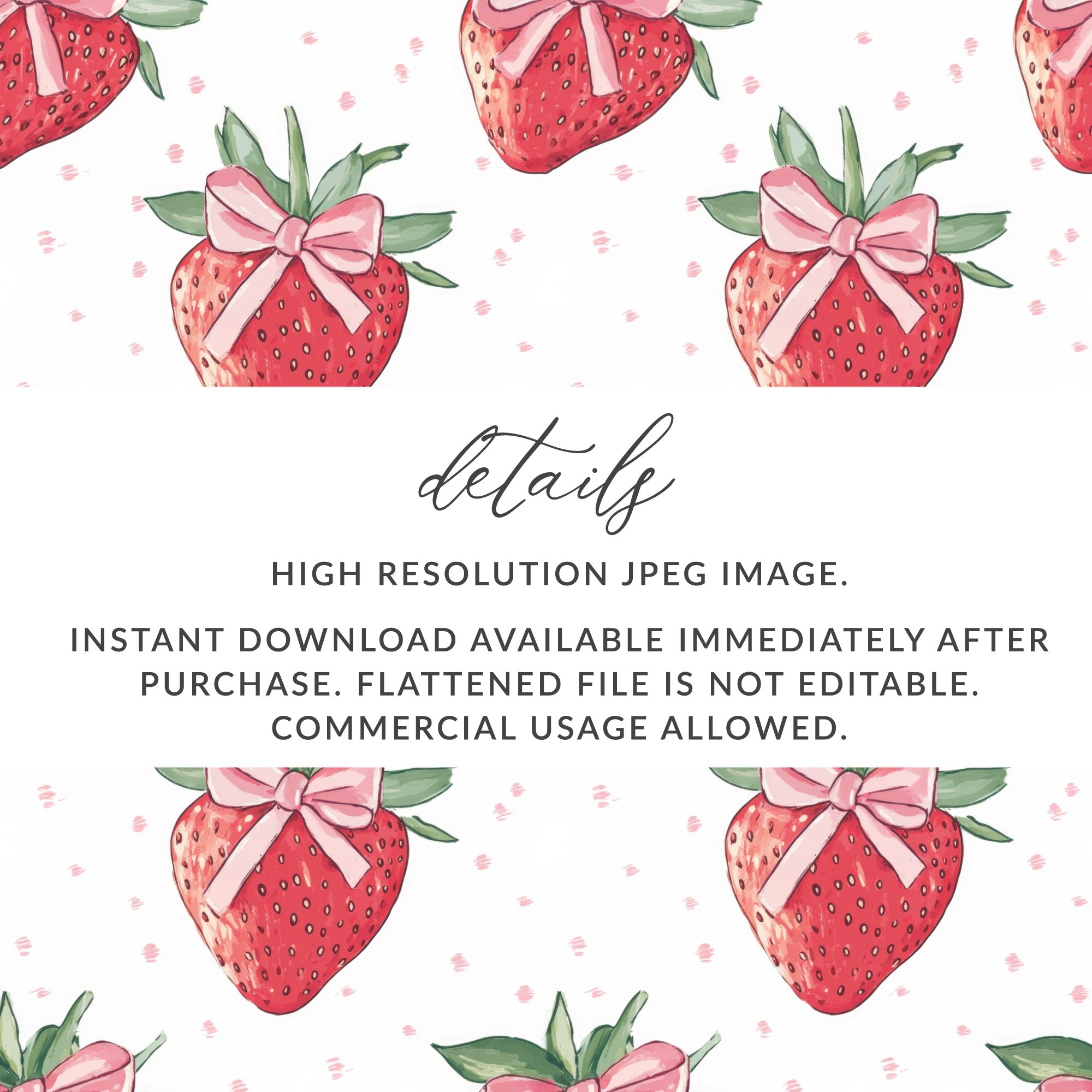 High Resolution Strawberry with Pink Bow JPEG Image
