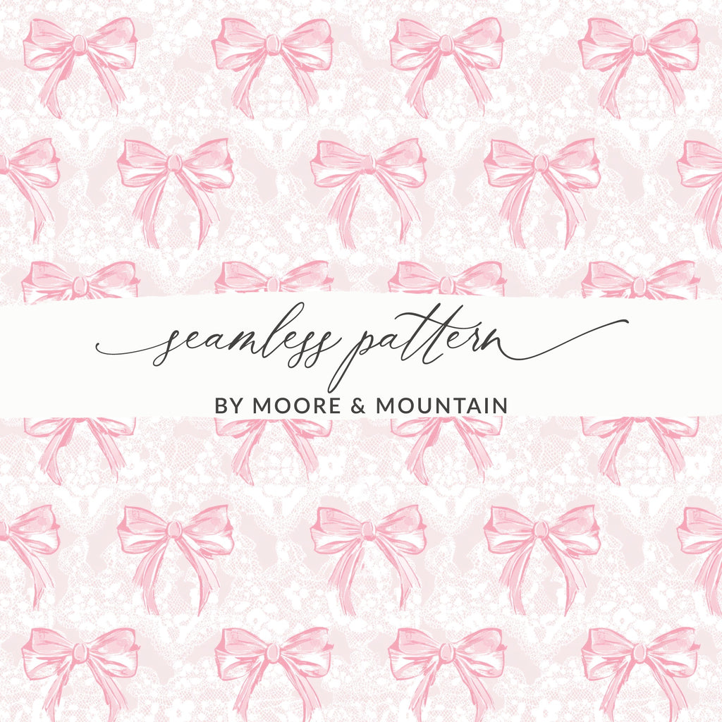 Pink Ribbon and Lace Seamless Pattern Design by Moore