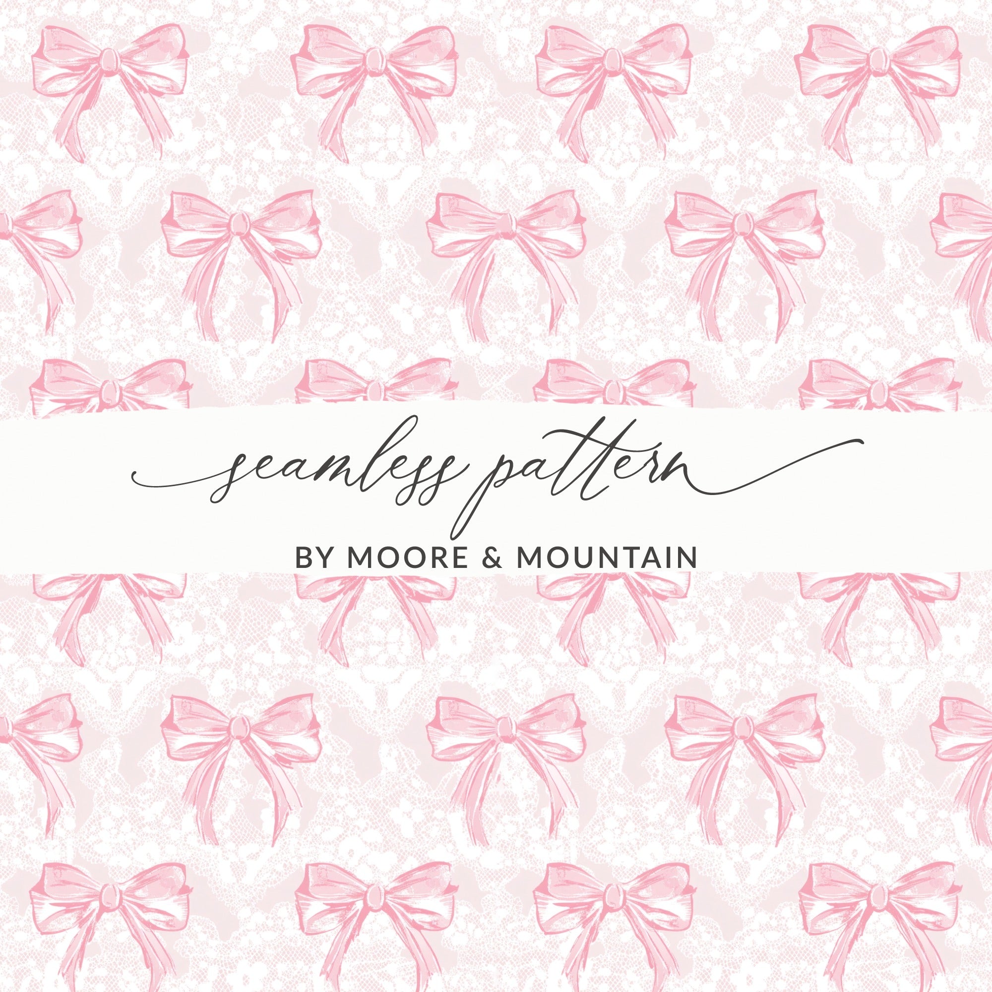 Pink Ribbon and Lace Seamless Pattern Design by Moore