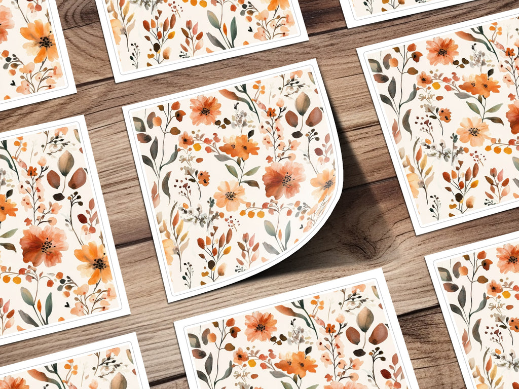 Watercolor Orange Floral Design Decorative Art Prints