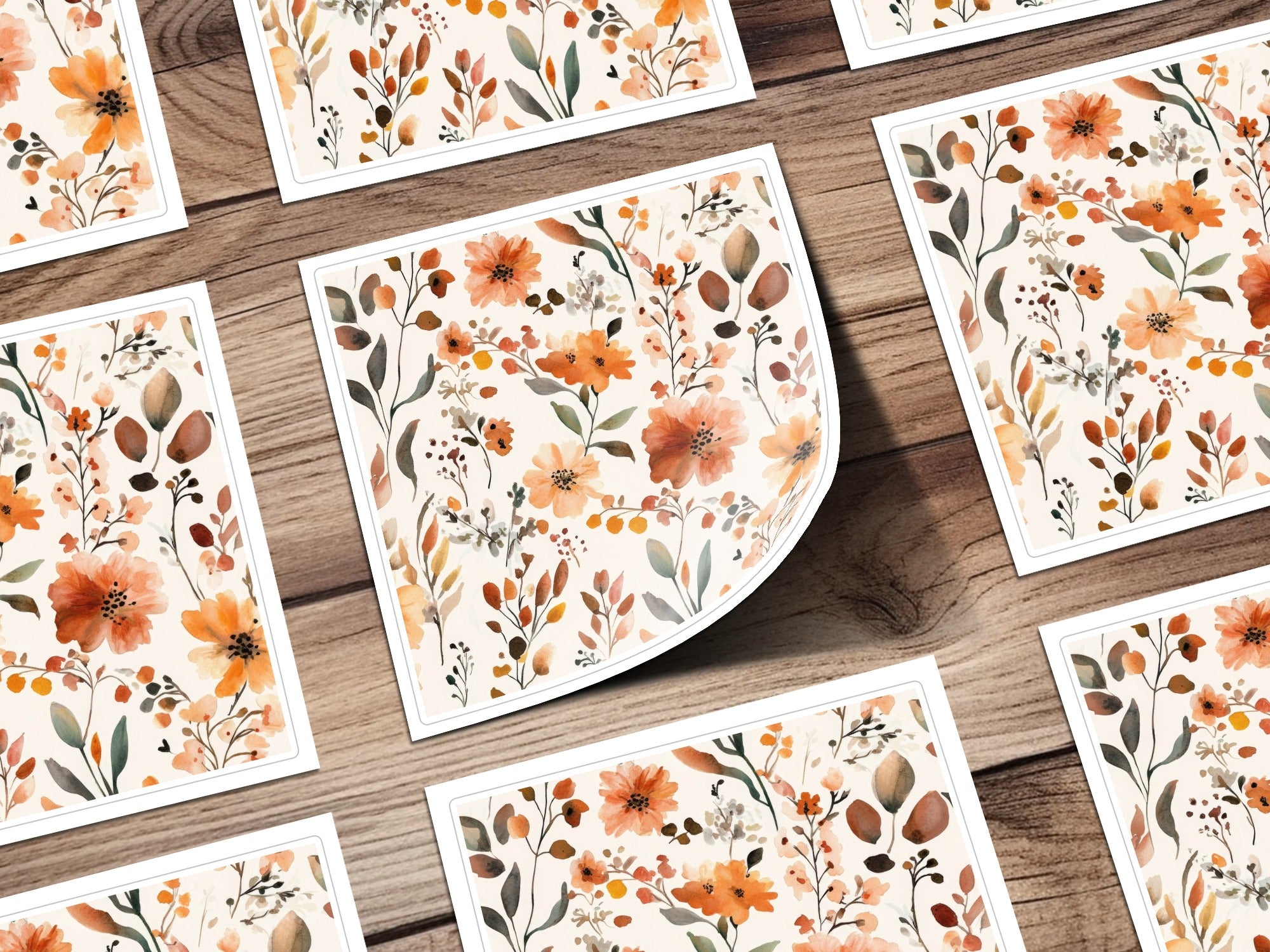 Watercolor Orange Floral Design Decorative Art Prints