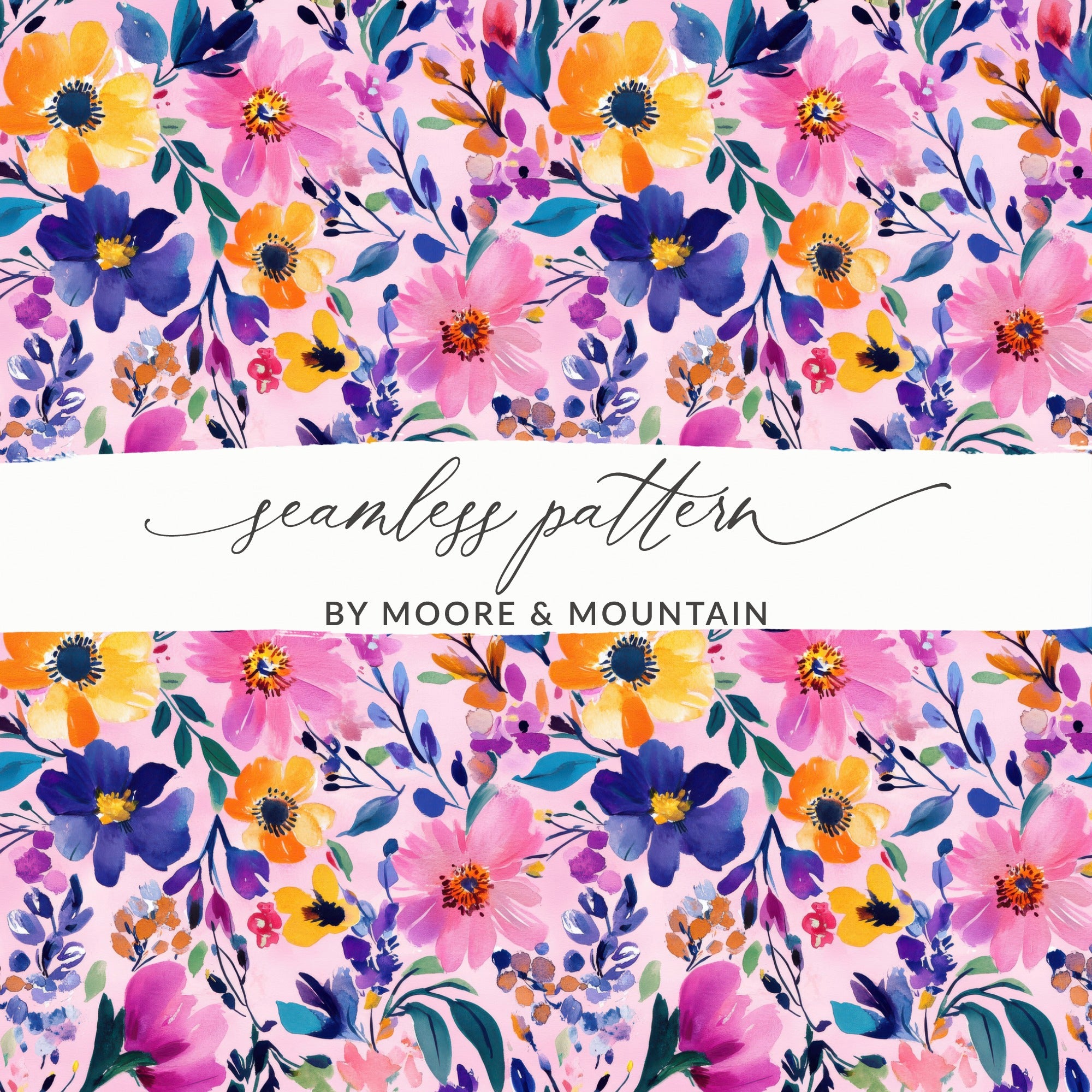 Colorful Floral Seamless Pattern by Moore Mountain