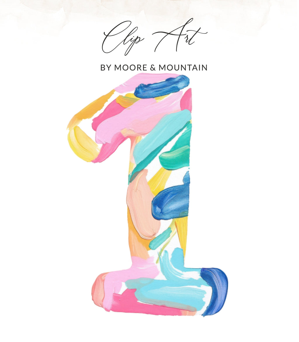 Colorful number 1 with "Clip Art by Moore & Mountain" text.
