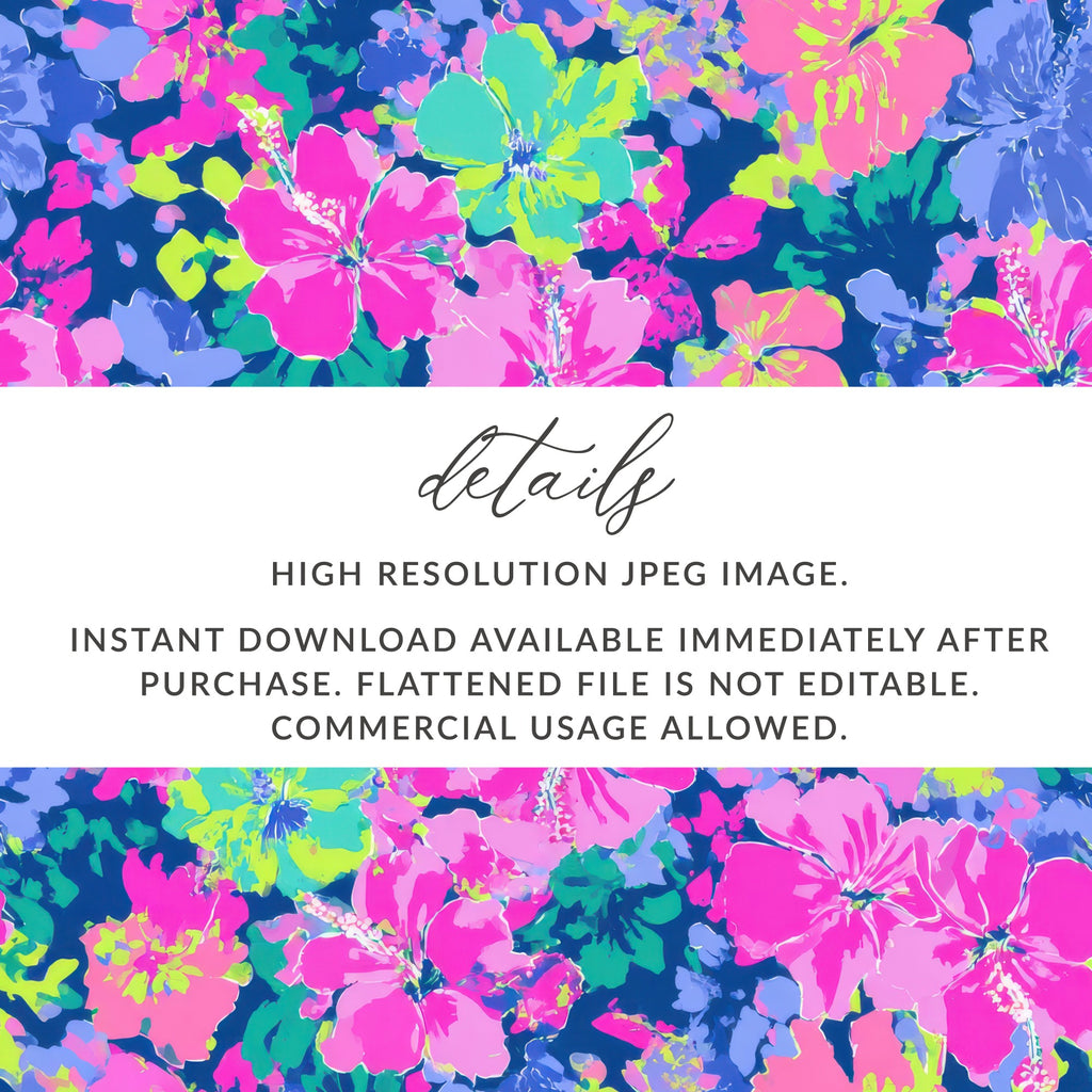 Floral hibiscus pattern with text about a JPEG image.