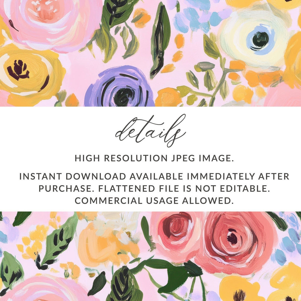 Pink Seamless Pattern, Modern Gouache Painted Floral Digital Paper, Abstract Floral Print, Roses Digital Product, Flower Fabric Design
