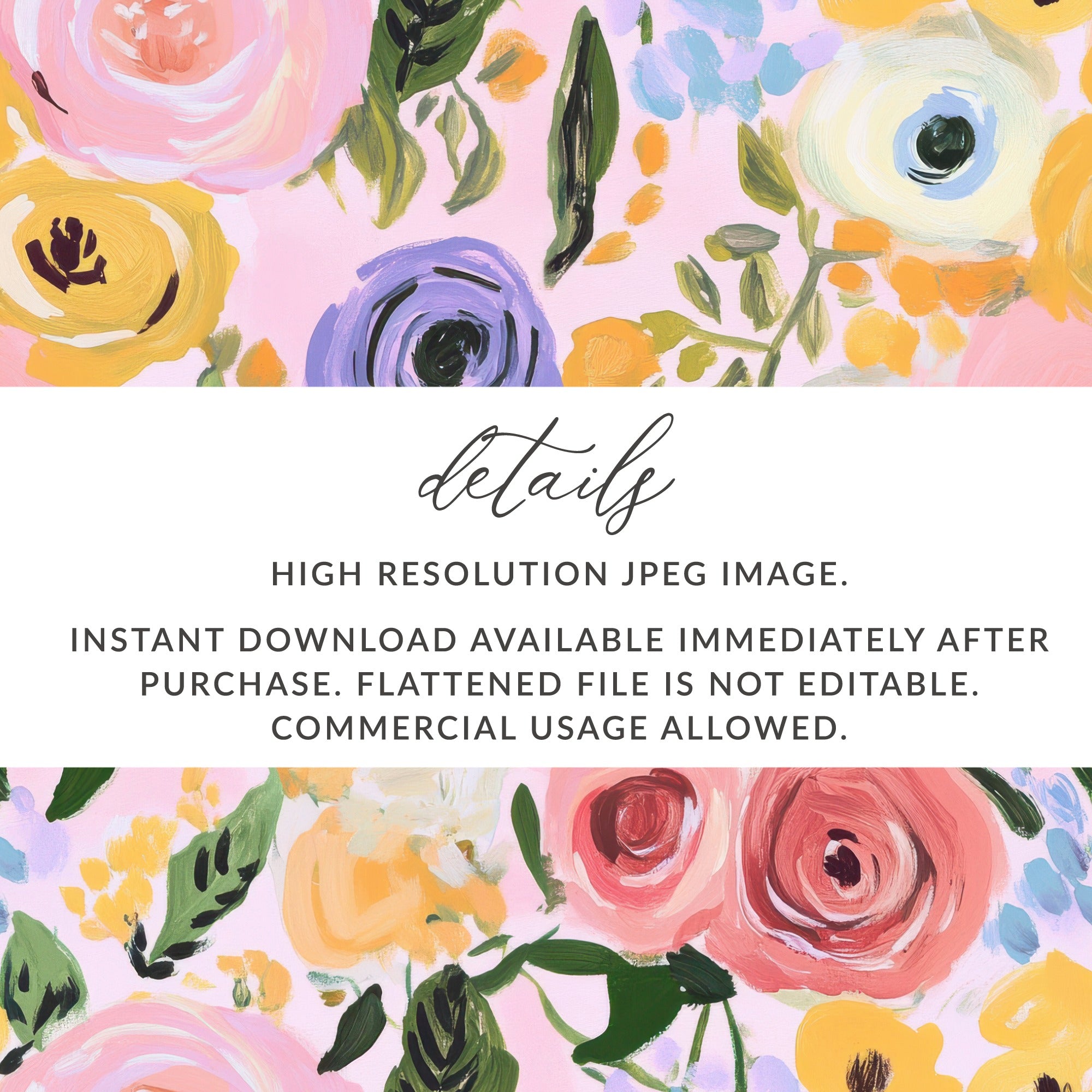 Pink Seamless Pattern, Modern Gouache Painted Floral Digital Paper, Abstract Floral Print, Roses Digital Product, Flower Fabric Design