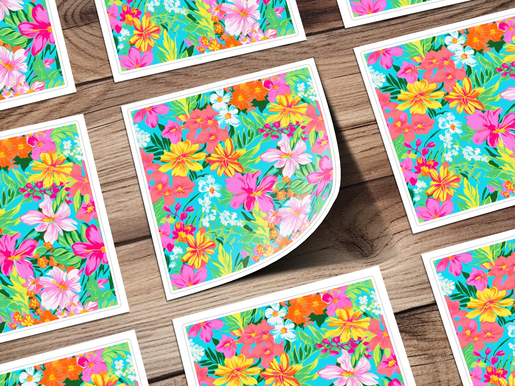 Bright and Colorful Floral Pattern Sticker Sheets