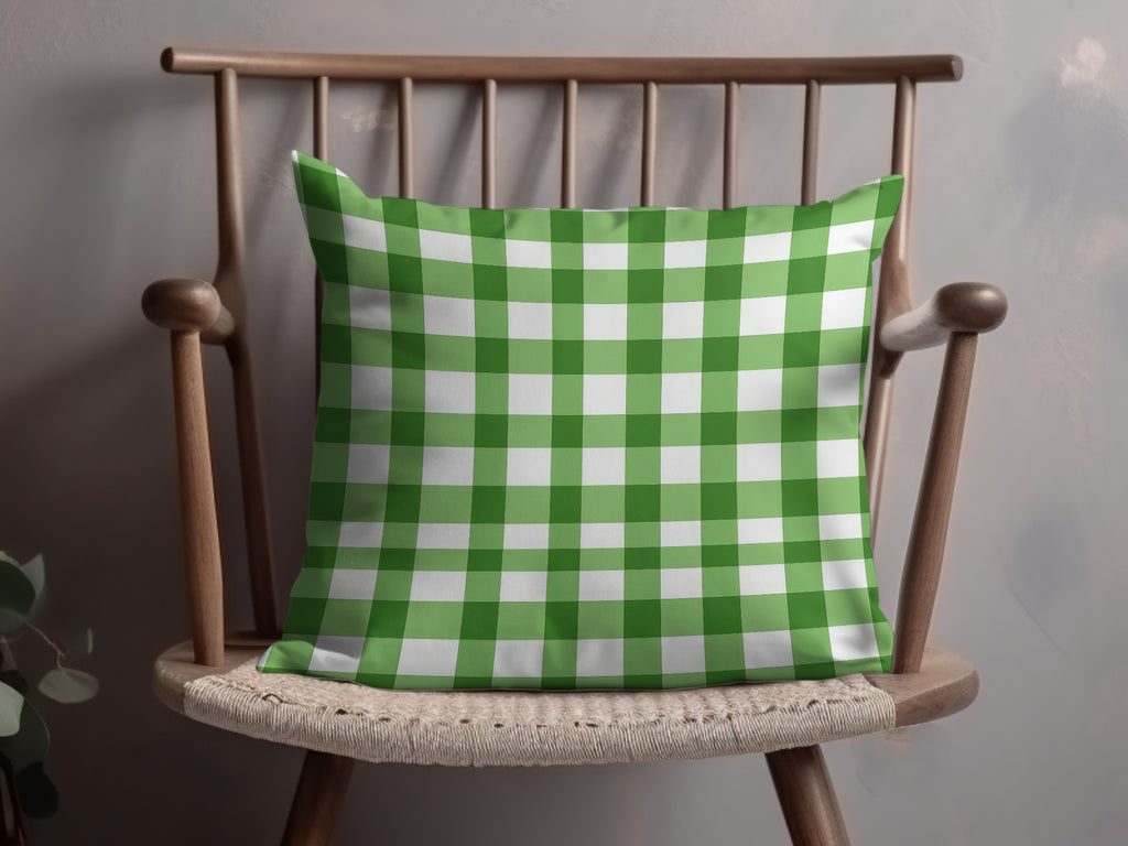 Green and White Checkered Decorative Pillow Product