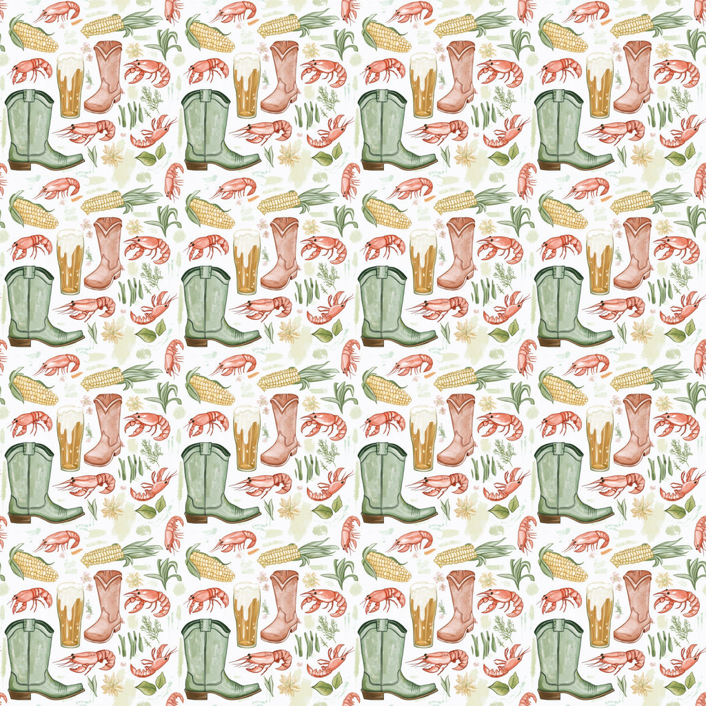 Southern Boots Crawfish Corn Beer Festivities Pattern product type