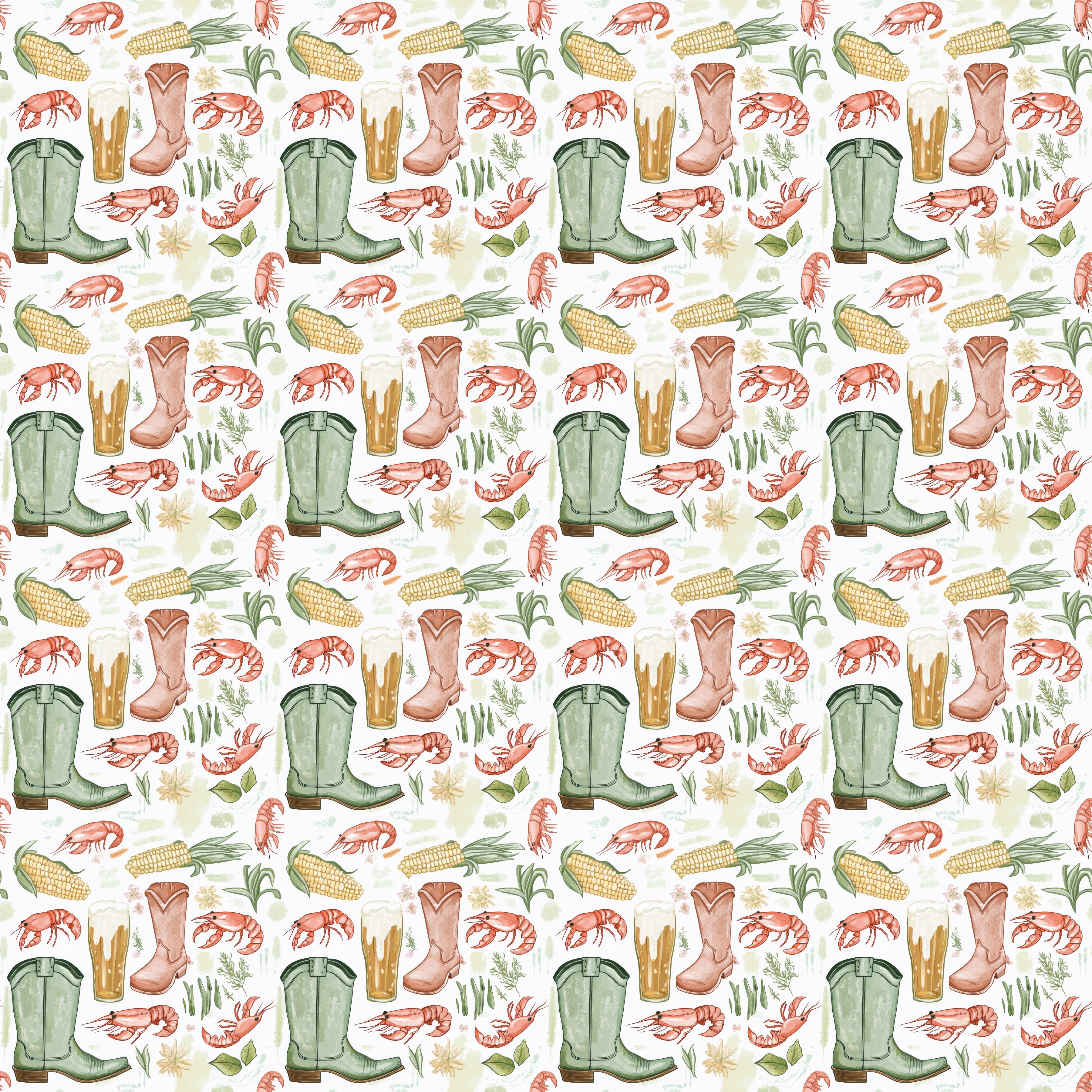 Southern Boots Crawfish Corn Beer Festivities Pattern product type