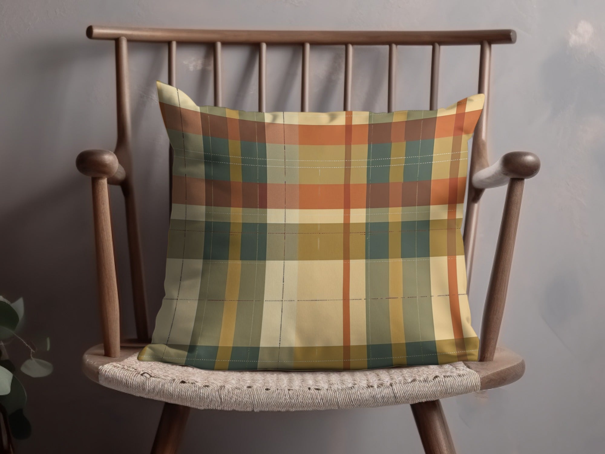 Vintage Colorful Plaid Pattern Decorative Pillow Product