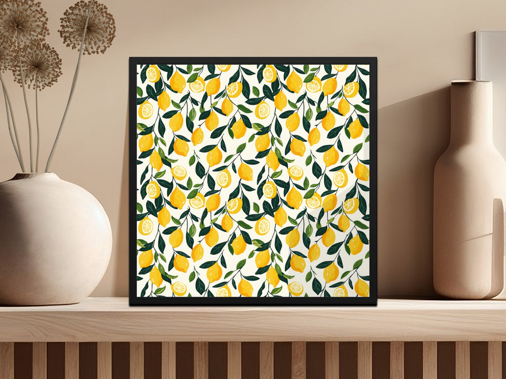 Vibrant Lemon Pattern Art Print Home Decor