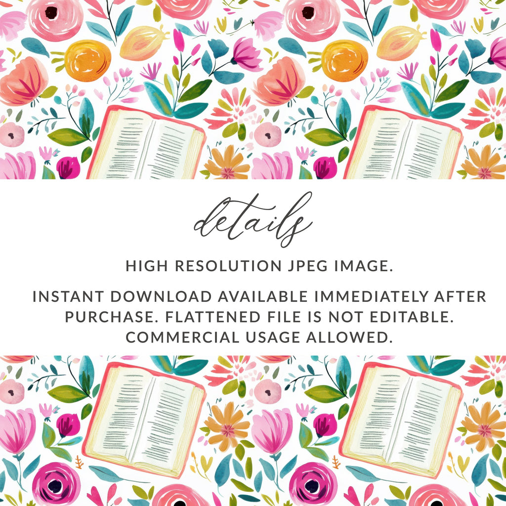 Floral and Book Themed High Resolution JPEG Image