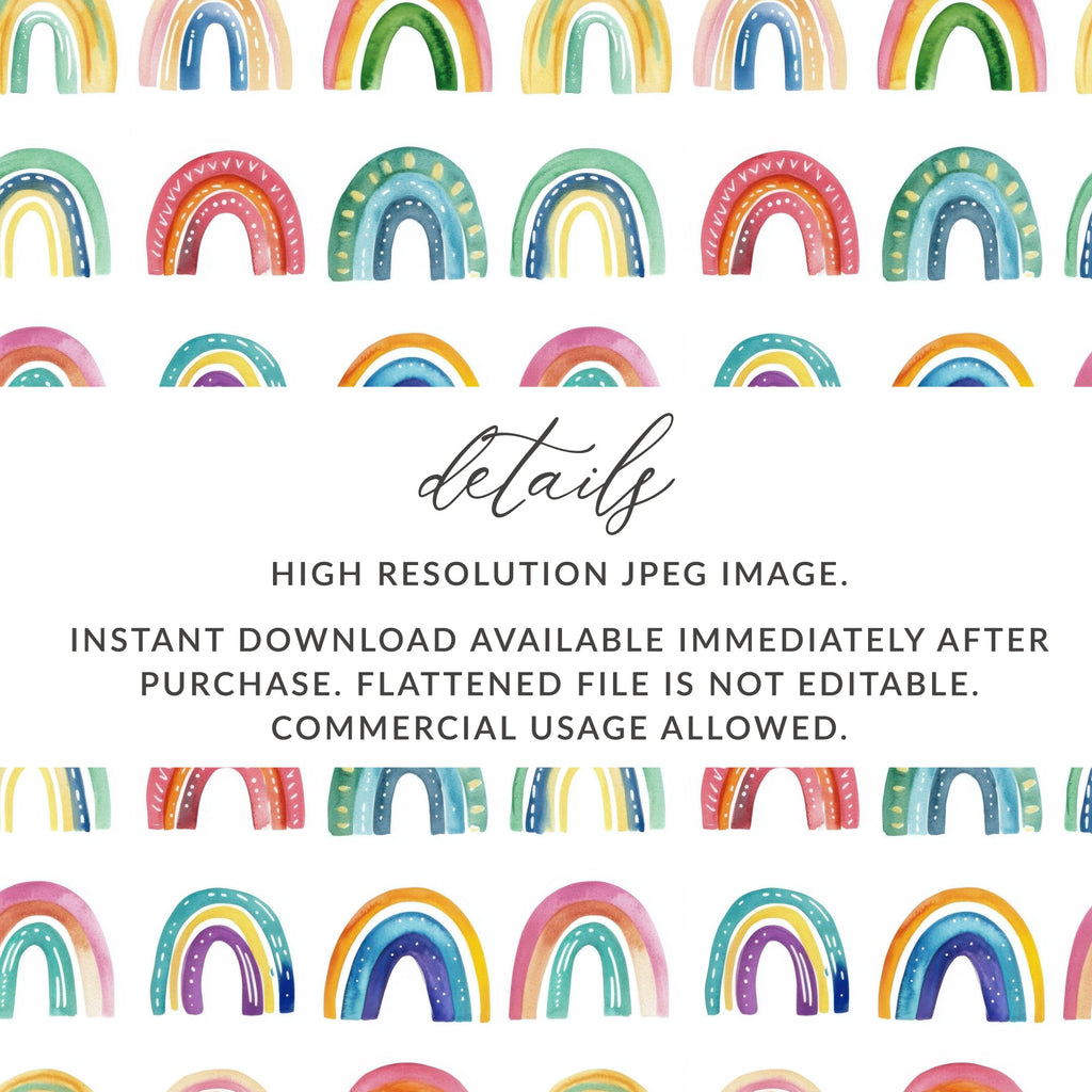 Watercolor Rainbow Pattern Digital Download File