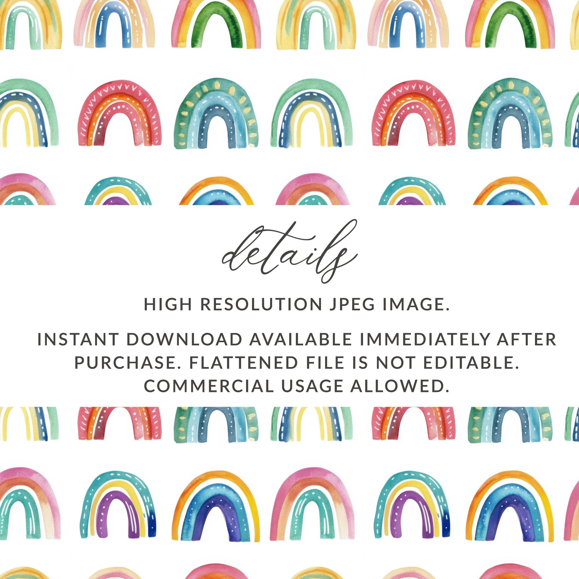 Watercolor Rainbow Pattern Digital Download File