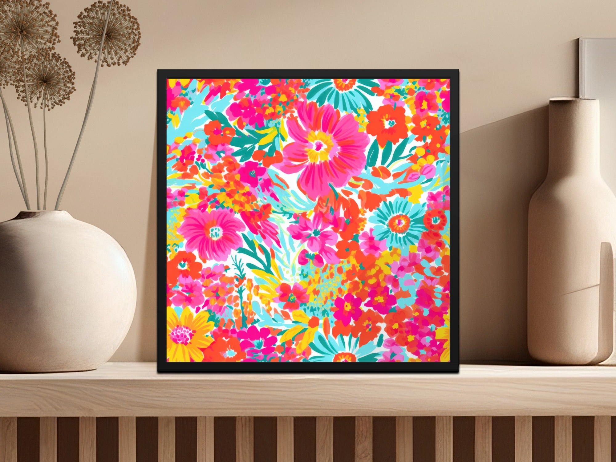 Vibrant Colorful Floral Artwork for Home Decor Wall Art