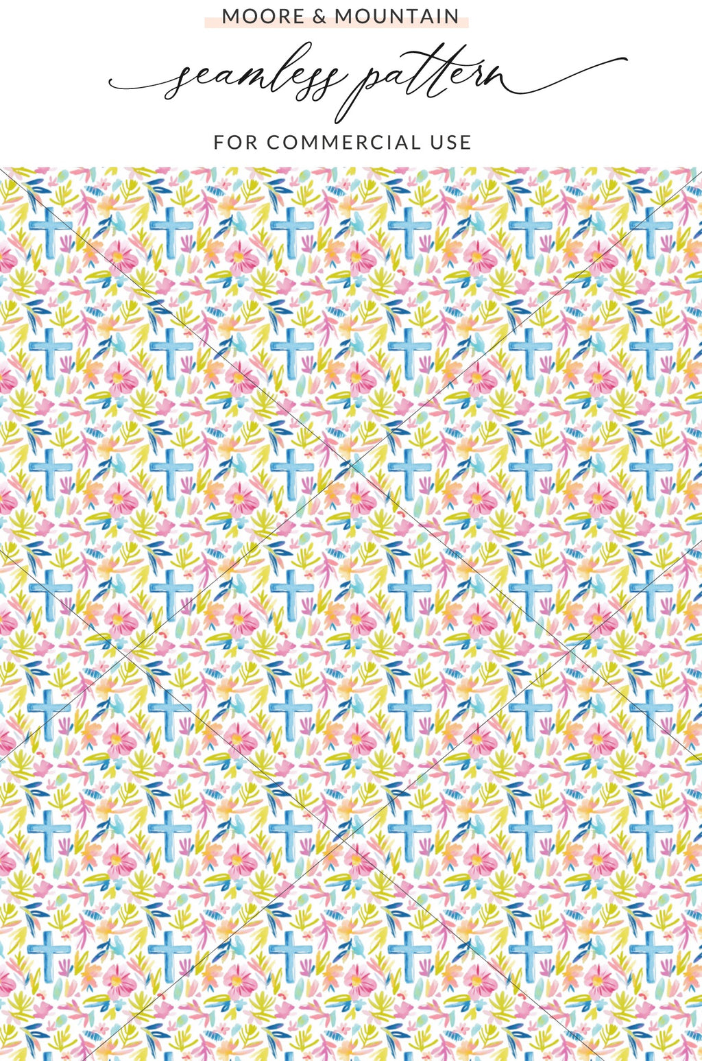 Floral Cross Seamless Pattern for Commercial Use