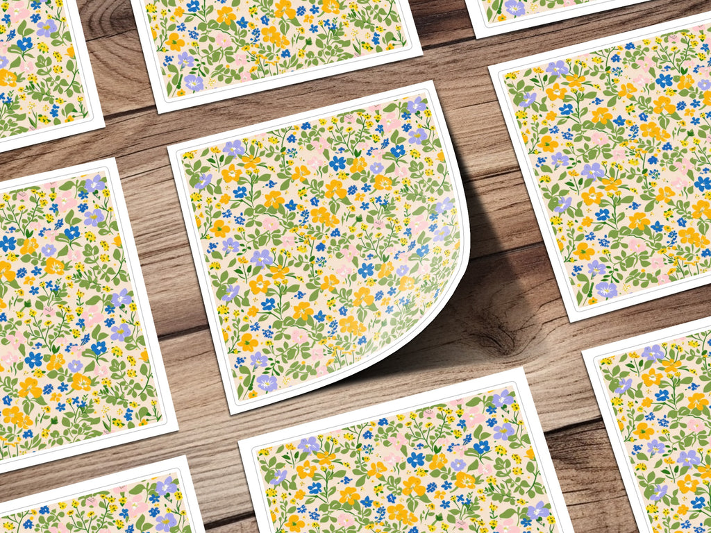 Vibrant Floral Pattern Design for Sticker or Decor