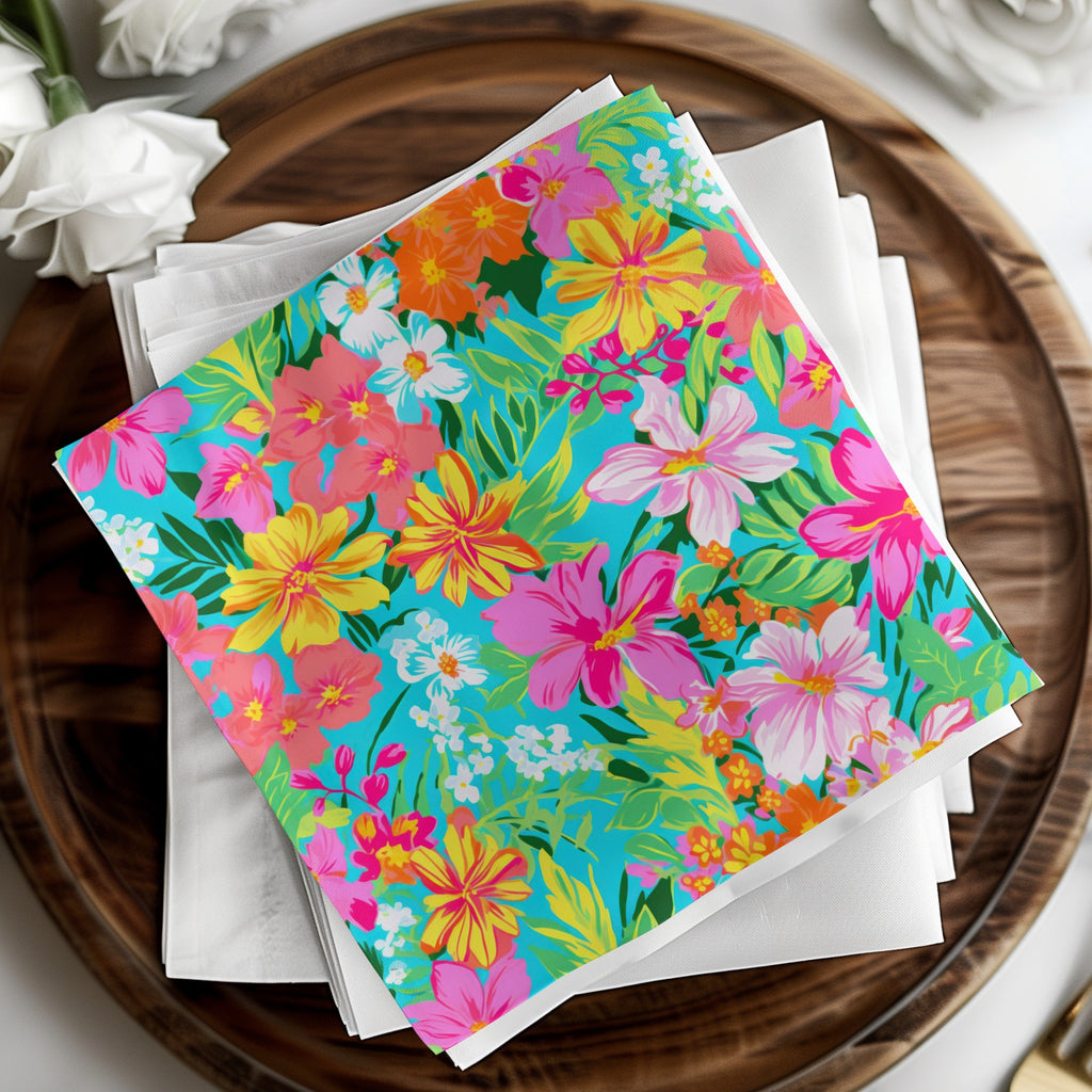 Floral Tropical Themed Decorative Paper Napkin