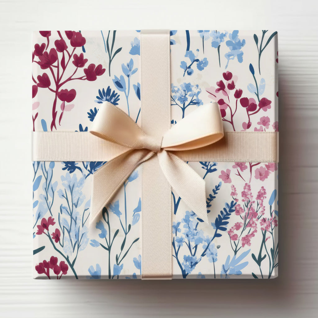 Elegant Floral Gift Box with Ribbon Gift Wrapping