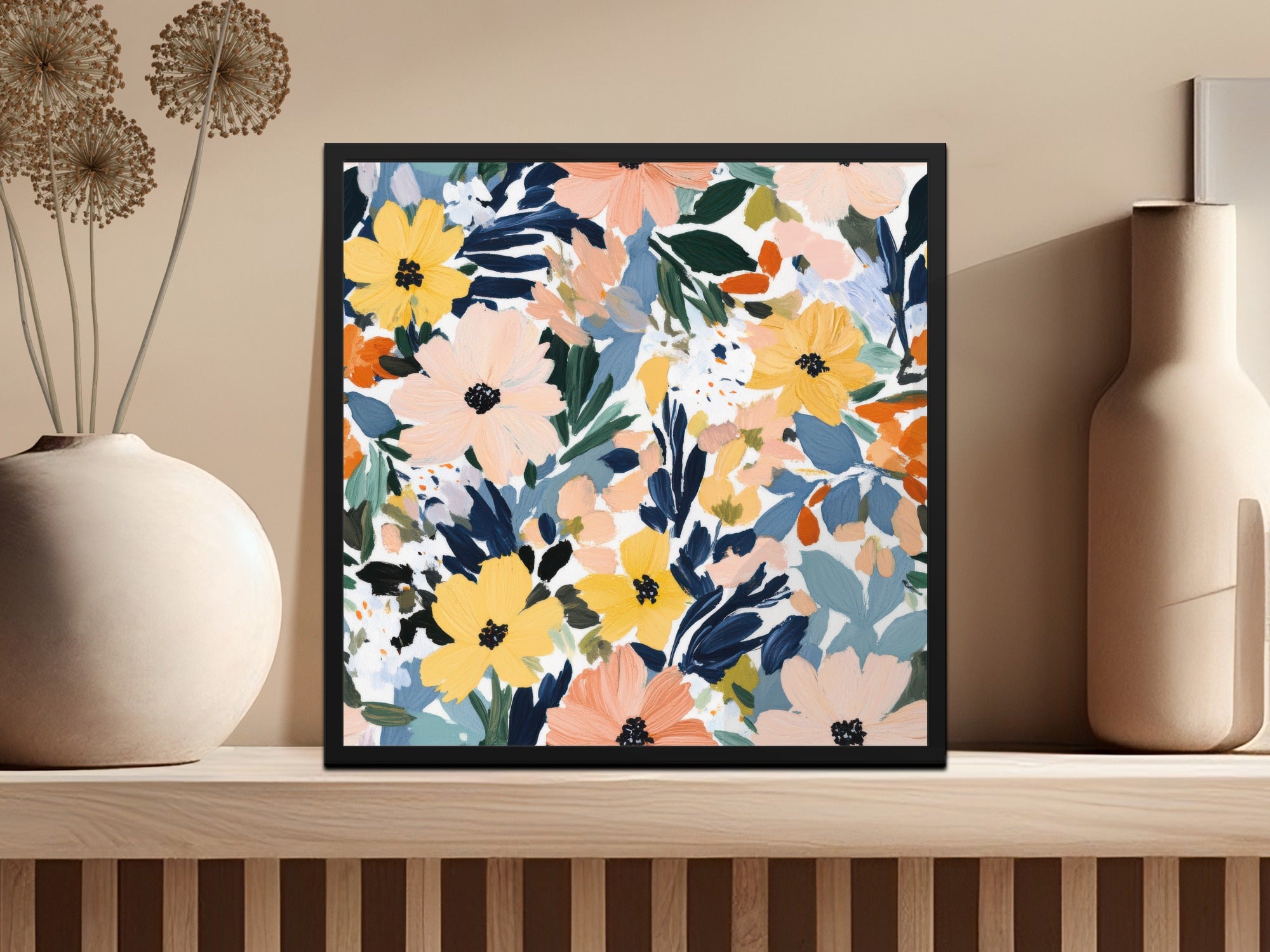 Colorful Abstract Floral Painting Art Print Decor