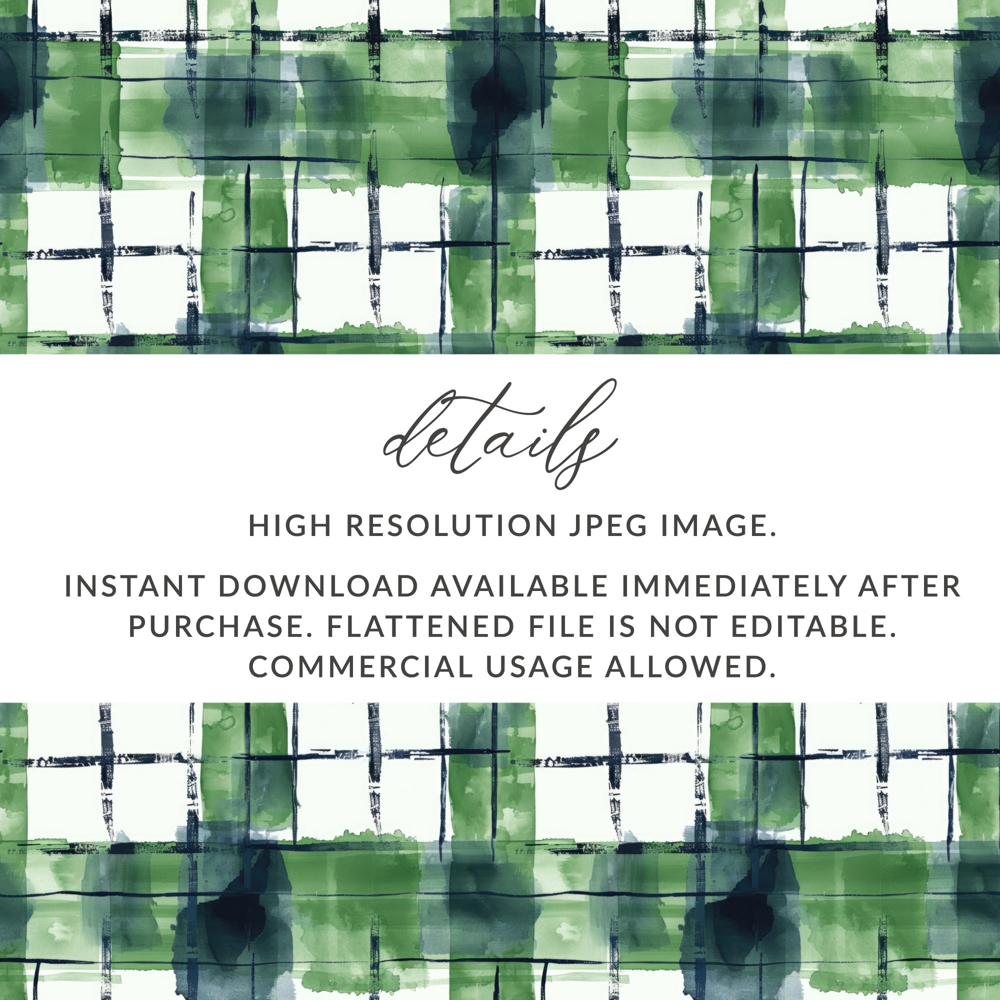 Green Plaid High Resolution JPEG Instant Download