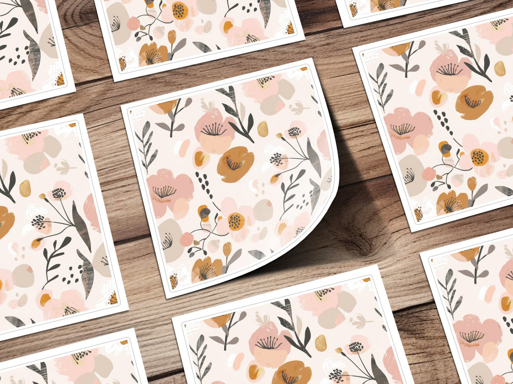 Abstract Floral Pattern on Decorative Square Prints