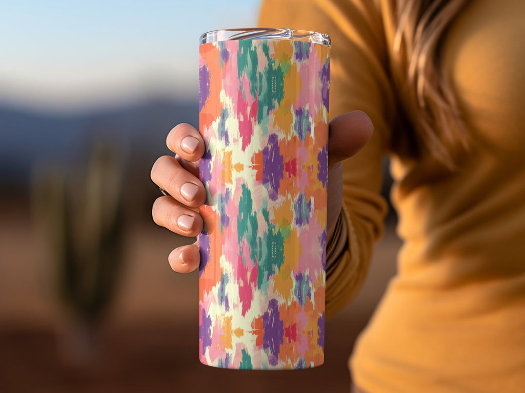 Colorful Abstract Patterned Tumbler for On-the-Go Beverages