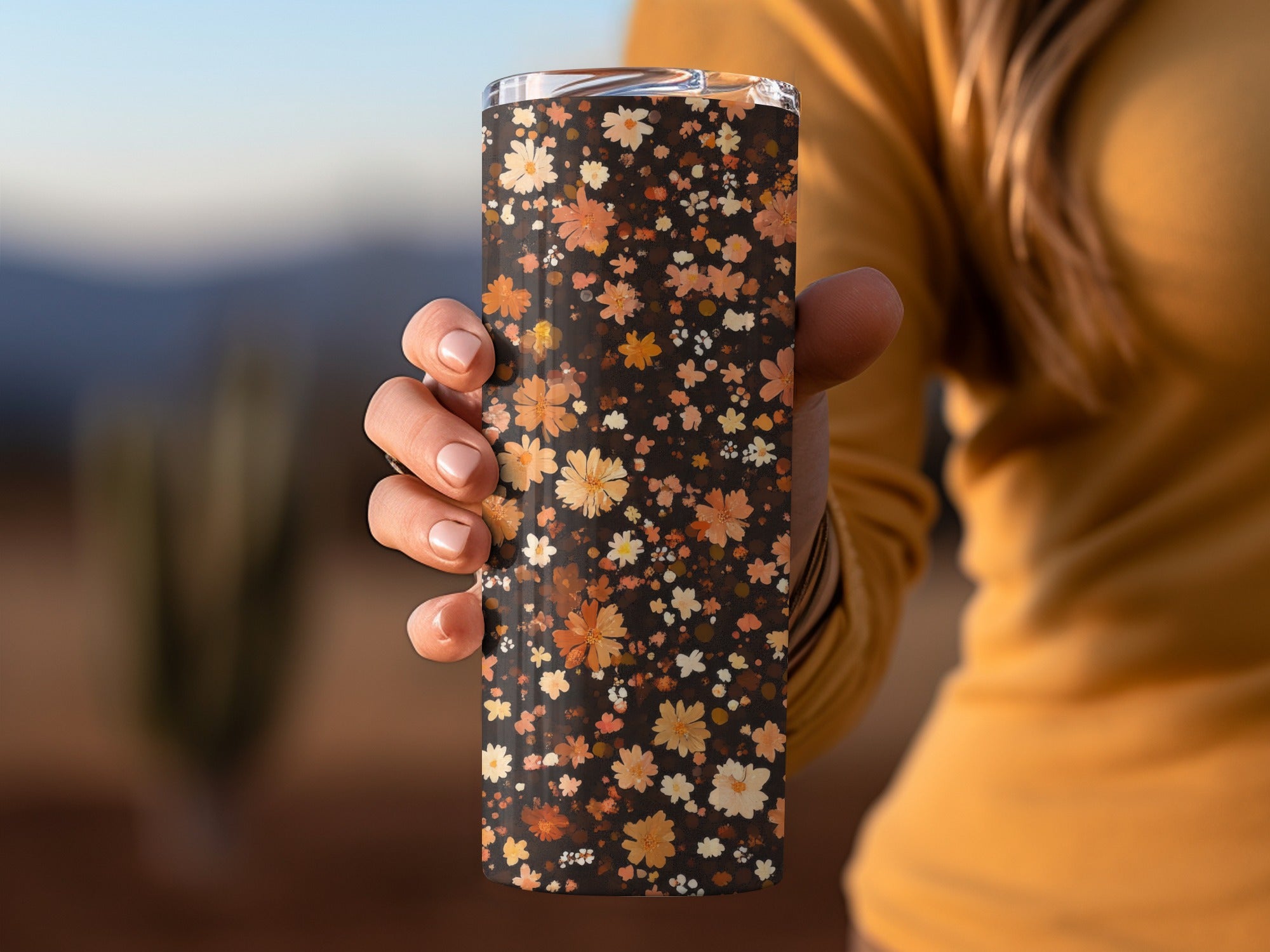 Floral Pattern Insulated Tumbler for Drinks and Beverages