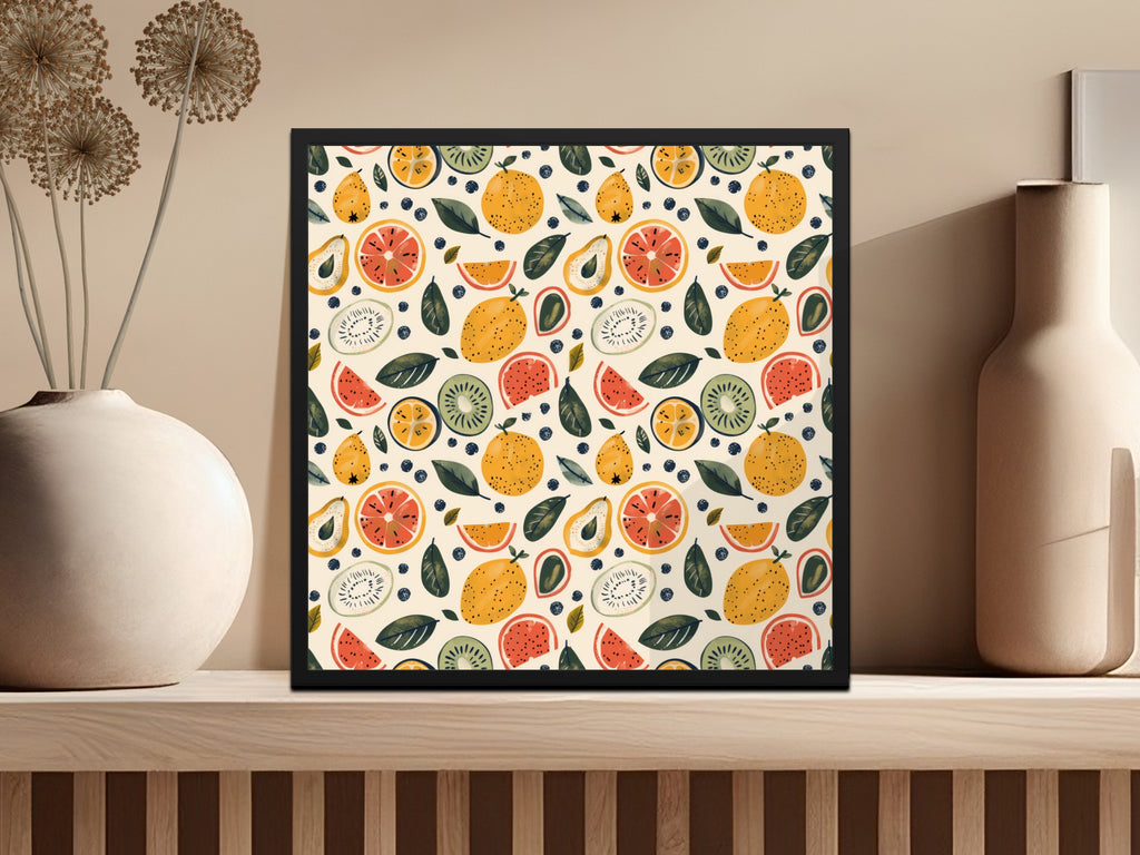 Colorful Citrus Fruit Pattern on White Background Art Print