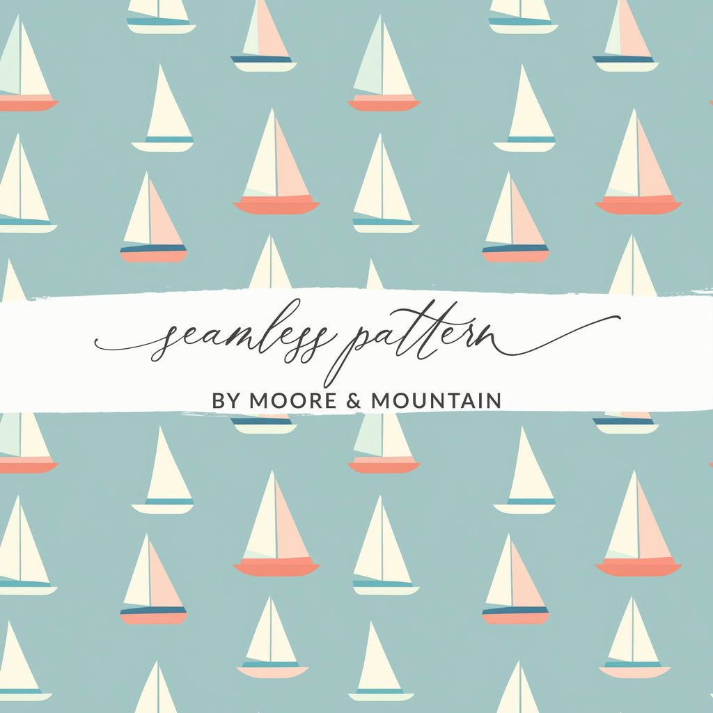 Nautical Sailboat Seamless Pattern Digital Paper, Coastal Design, Yacht Print, Ocean Theme, Fabric Design, Printable Background, Digital