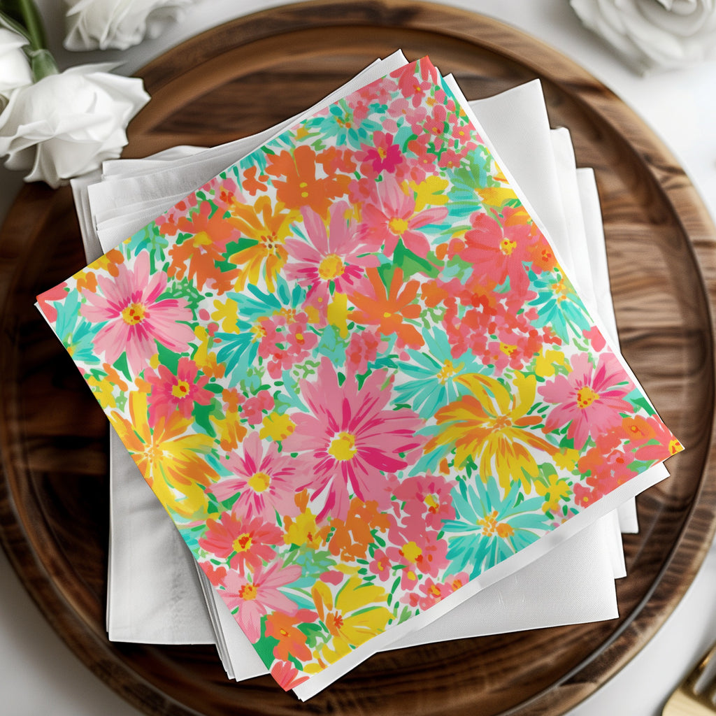 Vibrant Floral Pattern Decorative Paper Napkin Pack