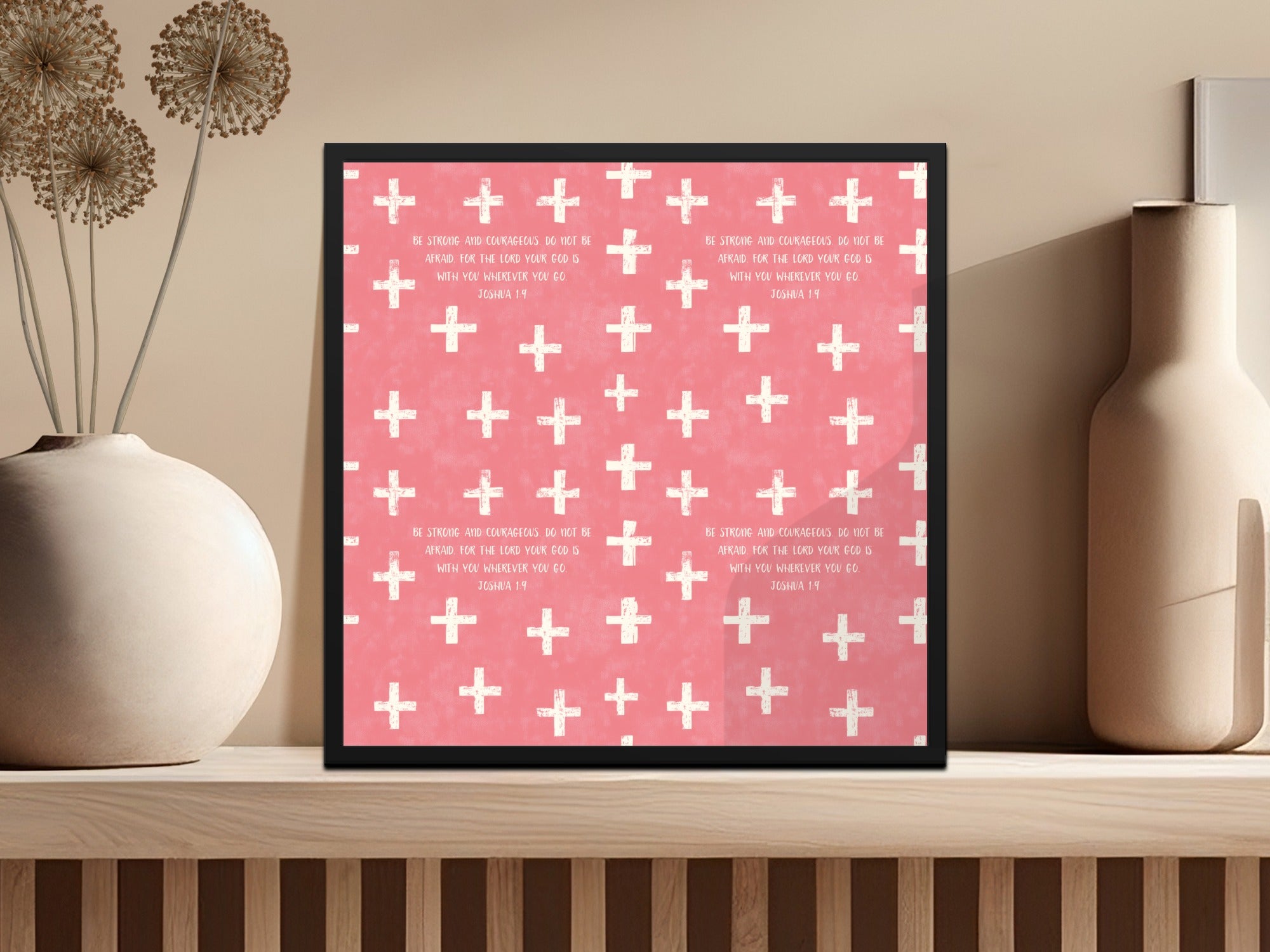 Pink Cross Pattern Joshua 1:9 Be Strong AND Courageous product type