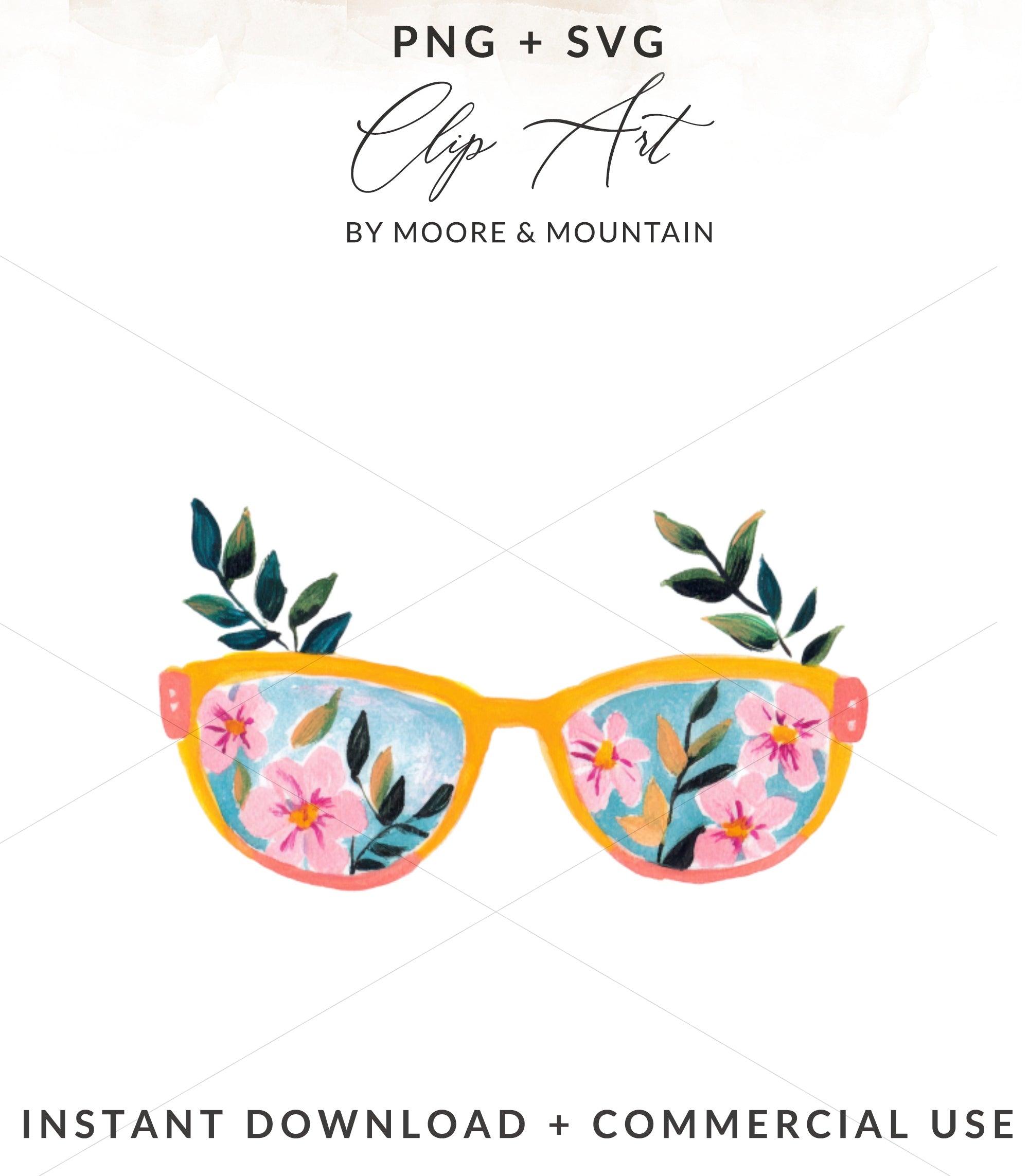 Pink and yellow floral pattern reflected in sunglasses.