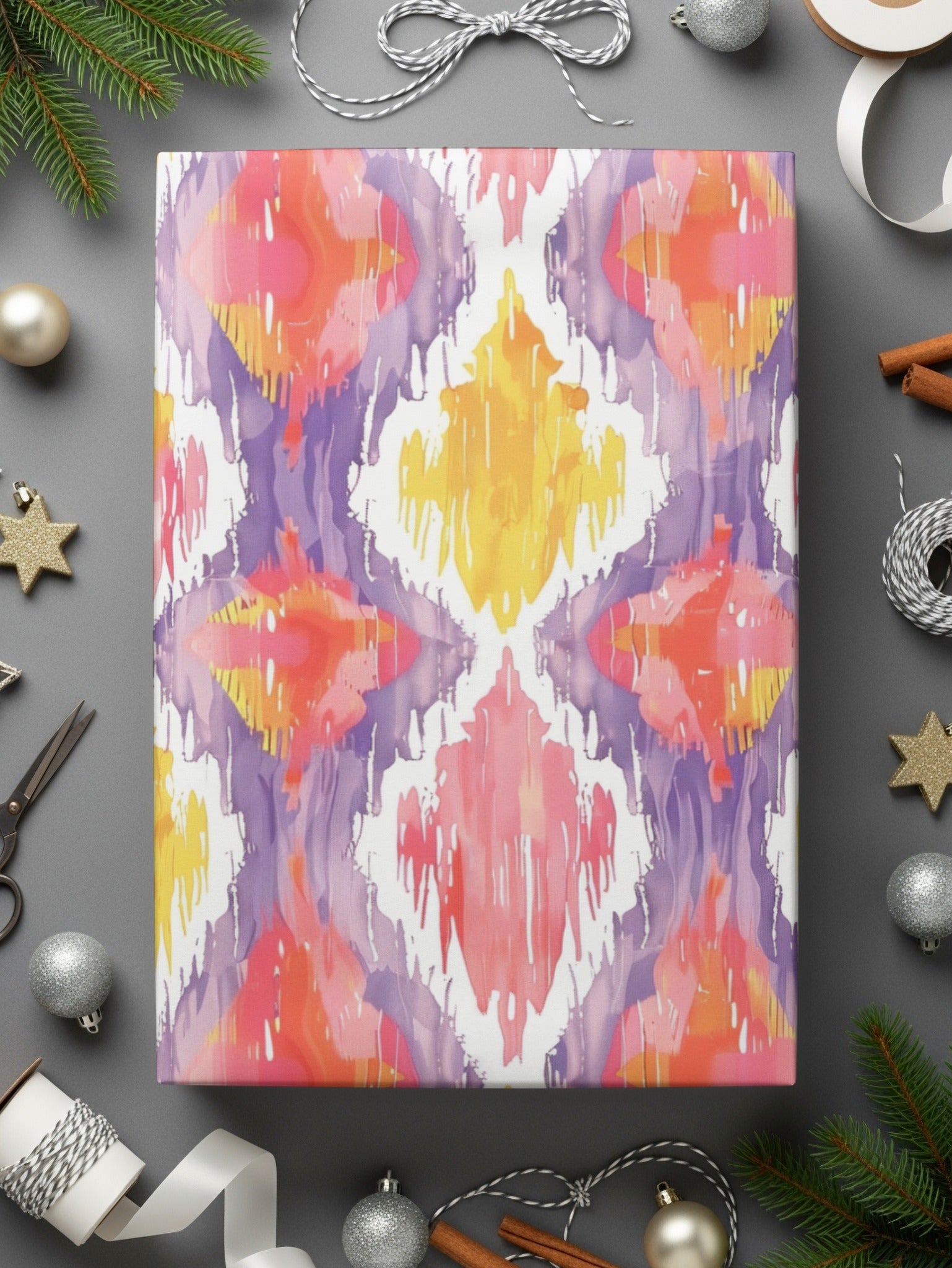 Festive Vibrant Abstract Pattern Gift Wrap Paper