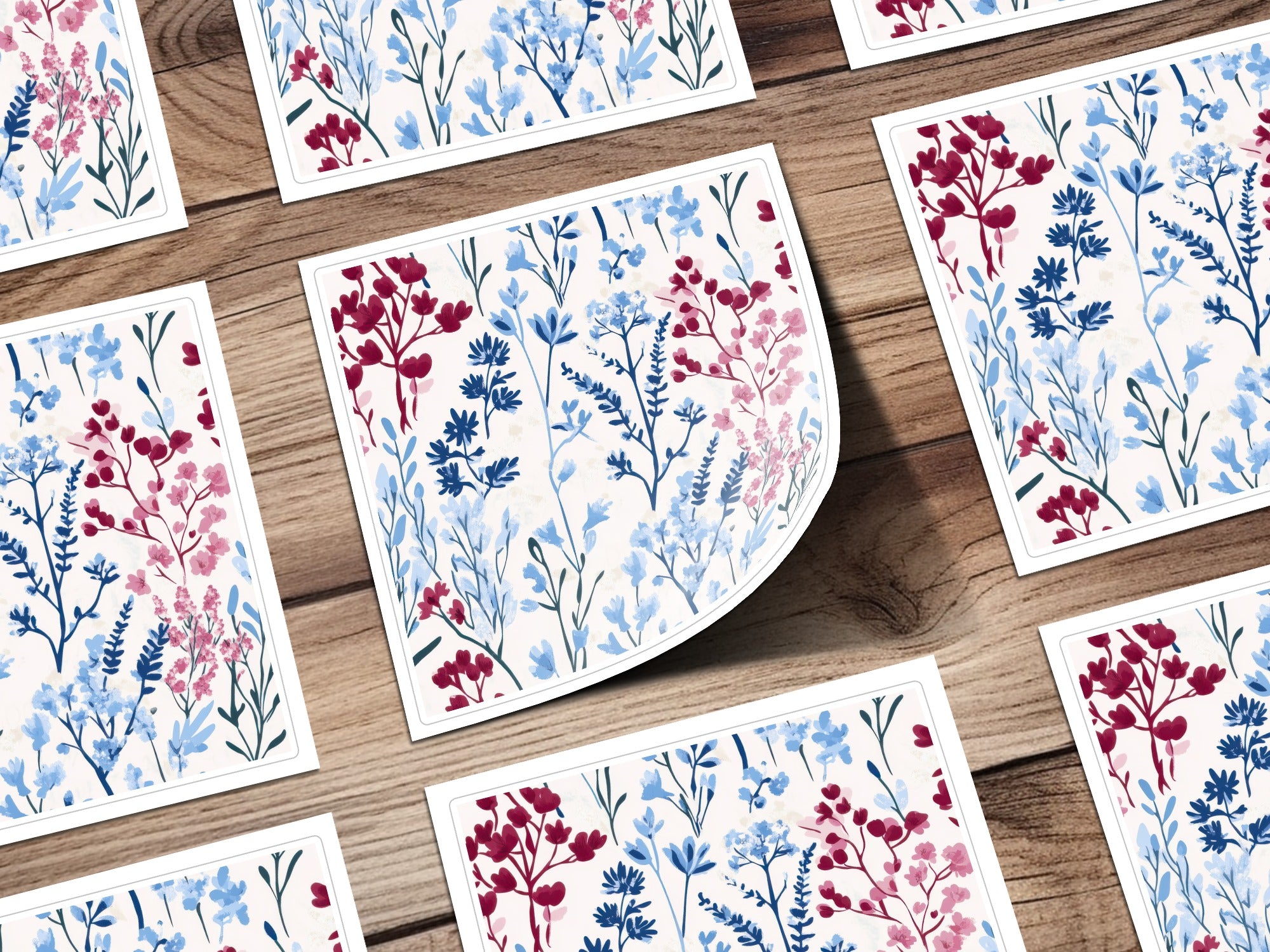 Colorful Hand-Drawn Floral Stickers for DIY Craft Projects